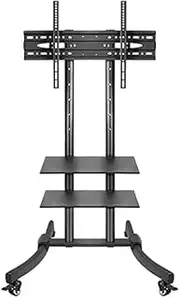 Tv Mounts Motorised Stand，TV Mounts,Mobile TV Stand,Adjustable Pitching Portable Floor TV Stand Height Adjustable with 2 Tray for Most 32-75 inch Screens/Black / 75x72cm