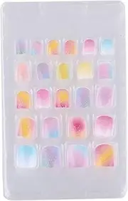 TOGEVAL Unique Boys and Girls Fake Nails 48pcs Cartoon Manicure Tool Short Press-on Nails for Women at Home