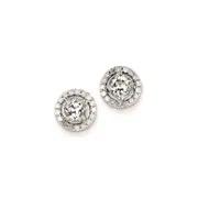 Sterling Silver Diamond u0026 Aquamarine Circle Post Earrings
