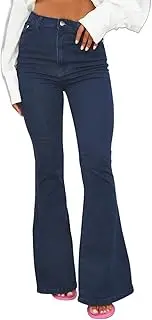 [TodTan] Women's Ripped Jeans High Waisted Bell Bottom Jeans Hem Destroyed Denim Pants