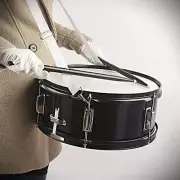 New Black 14 x 5.5 Inch Marching Snare Drum with Sticks, Strap, and Drum Key