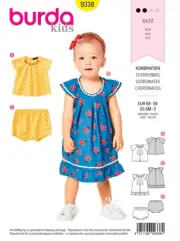 BURDA SEWING PATTERN 9338 BABY TODDLER GIRLS 6M-3YRS EASY DRESS, TOP & PANTIES