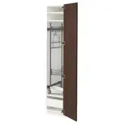 METOD / MAXIMERA high cabinet with cleaning interior, white/Sinarp brown, 40x60x200 cm