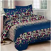 Panipat Textile Hub Microfibre Cotton 144 TC Bedsheet (Standard_Blue)