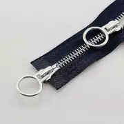 70/90cm Metal Zipper Double Slider Round Ring Zipper For DIY Sewing Garment navy