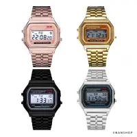 在飛比找松果購物優惠-金屬輕量電子錶 復古多功能手錶 情侶對錶 網紅李牌牌同款 惡