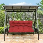 Outdoor Patio Furniture Waterproof Swing Seat Cushion with Backrest Thick Replacement Bench Cushion Pad 2 3 Seater Hammock Bench with Canopy 100x100x10cm Red