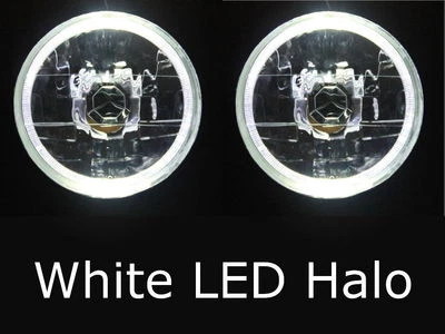 Leyland Mini Cooper Moke Morris Minor Jaguar Austin WHITE LED Halo 7" headlight