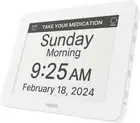 Robin Clock 2024 with Day and Date for Elderly, Clocks 8 Inches, White