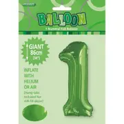 Number 1 Foil Balloon - Lime Green