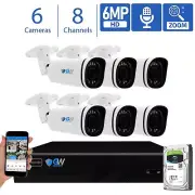 8 Channel NVR 6 X 6MP PoE IP 4X Motorized Zoom Microphone Security Camera System