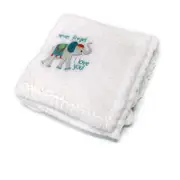 Embroidery Baby Popcorn Diamond Fleece Blanket Throw Rug 75x100 cm White Elephant