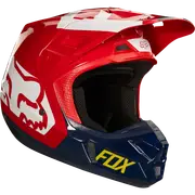 FOX V2 Preme Motocross Helmet, white-red-blue, Size S for Men White Red Blue