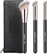ENERGY Angled Makeup Brushes Set Vegan Powder Foundation Bronzer Nose Contour Concealer Makeup Brush for Liquid Cream Setting Powders Blending with Travel Bag