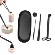 4 in 1 Candle Accessory Set with Storage Tray Candle Wick Trimmer Wick Bell Snuffer Wick Dipper