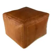 Ottoman Pouf Leather Handmade Pouffe 20''Moroccan Footstool Brown Hassock