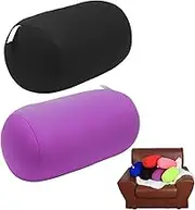 ASkinds 2Pcs Cylindrical Pillow Comfortable Roll Pillow Microbead Jelly Bean Bed Pillow Tube Pillow Cushion for Head, Neck, Back Support(Black+Purple)