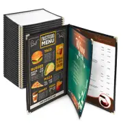 WeChef 30 Non-Toxic Menu Covers 8.5x11" Black Book Style Cafe 3 Page 6 View