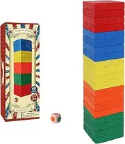 GOTHINK Wooden Tumble Tower Game, 60 Colorful Pieces for Family Game Night Classic Game, Montessori Toys Gift Set for Kids
