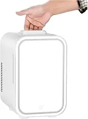 Mini Fridge with LED Mirror (8 Liter/8 Can) Portable 12V Skincare Fridge Cooler and Warmer for Christmas's Day Gift, Skincare, Beverage, Food, Home, Office and Car