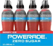 Powerade Berry Ice Zero Sugar Sports Drink Multipack Sipper Cap Bottles 12 X ...