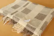 Vintage Blanket Rug Coverlet Homespun Fabric Hand Woven Wool 1980s with Tag