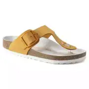 Birkenstock Gizeh Big Buckle Nubuck Leather Apricot Sandals US5 EU36 1022710