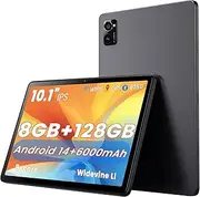Azeyou Tablet 10.1 inch, Android 14 Tablet, 128GB ROM 1TB Expand Computer Tablets, Quad Core Processor 6000mAh Battery, 1280x800 IPS Touch Screen, 2+5MP Dual Camera, Bluetooth,GMS, WiFi (Gray)