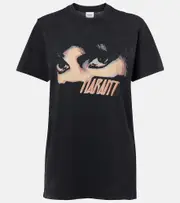 [Marant Etoile] Marant Etoile Zoeline printed cotton jersey T-shirt AU 14 black
