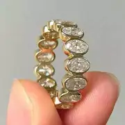 2.40 CT Oval Cut Moissanite Bezel Full Eternity Band Ring 14k Yellow Gold Plated