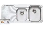 Oliveri Petite 1 & 3/4 Double Right Hand Bowl Inset Sink With Drainer PE312