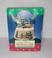 Vintage Scenic Holiday Snow Globe Handcrafted Cast Resin Base 1993 Christmas New