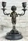 Art Deco Mythology Satyr standing on Turtle Bronze Sculpture Good luck Decor Art