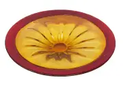 Art Glass table Fruit Platter Red with Yellow Large Home Decor Brand New 48cm