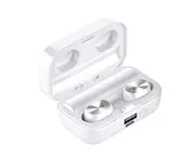 T16 Bluetooth-compatible Earphones Mirror Screen Power Display Powerful Flashlight Charging Box Sports Earbuds Wireless Headsets for Running -White
