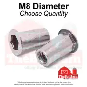 M8-1.25 Aluminum Hex Rivet Nuts Plain (Choose Quantity)