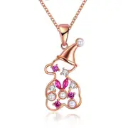 2 Pcs Hollow Snowman Pendant Zirconia Necklace Fashion Jewelry Christmas Gift for Women Girl ROSE GOLD COLOUR