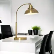 Mia Arc Metal Table Lamp - Weathered Brass, Antique Copper, Antique Chrome, 490mm High, PL0021