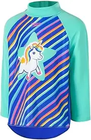 [Speedo] Girl's Rainbow Unicorn LS rashtop, Artic Green/Harmony Blue, 1