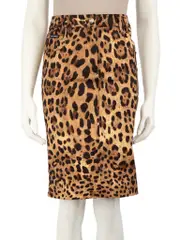 Brown Leopard Print Knee Skirt