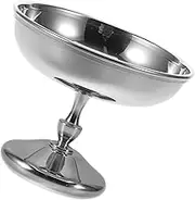 TIDTALEO Footed Dessert Bowl in Stainless Steel Ice Cream Pudding Salad Serving Cup Metal Snack Bowl Vintage Design