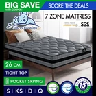 StarryEucalypt Mattress Queen Double King Single Bed 26cm Pocket Spring Mesh