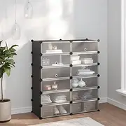 Houseware Shoe Rack, Storage Organiser, Steel Frame, Shoe Organizer, Storage Shelf for Entryway Hallway Living Room Bedroom, 94.5 x 36.5 x 106 cm, PP