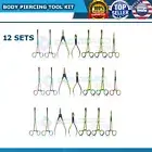 12 SET PROFESSIONAL 7 Body Piercing Instruments Kit Tools Penington Forcep MULTI