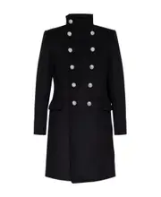 Balmain Double-Breasted Long Coat FR54,FR48 Black