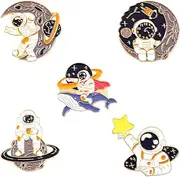 [JJWNMLL] 5 Pieces Planet pin badge Astronaut Brooch Explore Space Badge Pin Cartoon Enamel Pin Set for Clothes bags Jacket Decoration