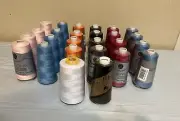 Surelock Overlock Thread 3,000yd ea Lot of 26, 8 Different Colors