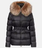 [Moncler] Moncler Boed shearling-trimmed down jacket UK 12 black