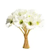 12pcs White Fake Flowers Artificial Gerbera Daisies Silk Flowers 15" for
