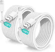 Hcoob 15 FT iPhone Charger Cord Extra Long, [Apple MFi Certified] Lightning Cable 5M, 2.4A Long iPhone Charger Cable Fast Charging Cable 15 Foot for iPhone 14/14pro/13/12/11/11Pro/X/XR/XS Max/8-White